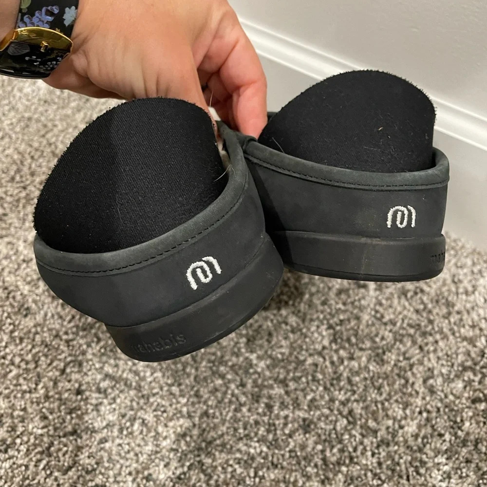 Mahabis Luxe men's black leather slippers, size 43 EU / 10 US - Picture 10 of 11